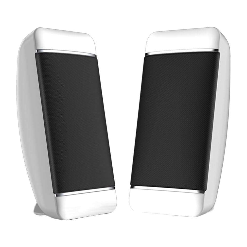 Mobestech Computer Speakers 2pcs Portable Notebookwhite Wired Sound Powered Speakers for Desktop Mini Speaker Multimedia Loudspeaker USB Stereo Computer Laptop White Portable Speakers