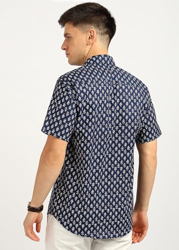 Image of BLOCKS OF INDIA Cotton Hand Block Print Half Sleeves Summer Shirt for Men