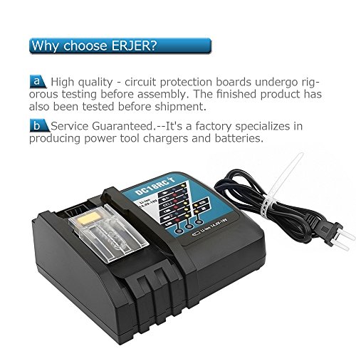 Erjer Dc18Rc 5A Rapid Charger For Makita 14.4-18V,Lithium-Ion Lxt Battery Charger Dc18Ra For Makita Bl1830 Bl1840 Bl1850 Bl1860 Bl1815 Bl1430 Bl1450 Bl1440 #TOP7