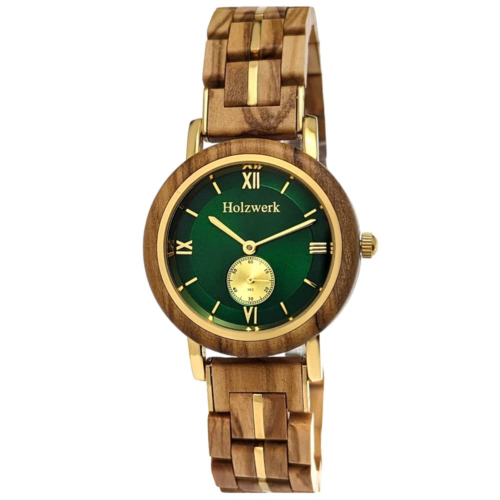 Holzwerk Germany Handgefertigte Designer Damen Uhr Öko Natur Holz Braun Blau Grün Rot Rosa Holz Armband Analog Klassisch Quarz