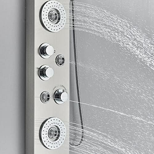 Panel de Ducha Torre en Acero Inoxidable Impermeable con Chorro Lluvia y Masaje, Juego de Grifo miniatura 7