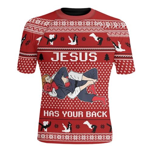 Christmas Ultra Soft Compression Shirt Short Sleeve for Men, Rash Guard Men Jiu Jitsu Short Sleeve2