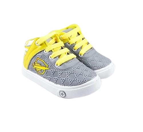 Vaibhavonline Lace-Up Kids Shoes for Boys & Girls (VO-13 - Grey Yellow)