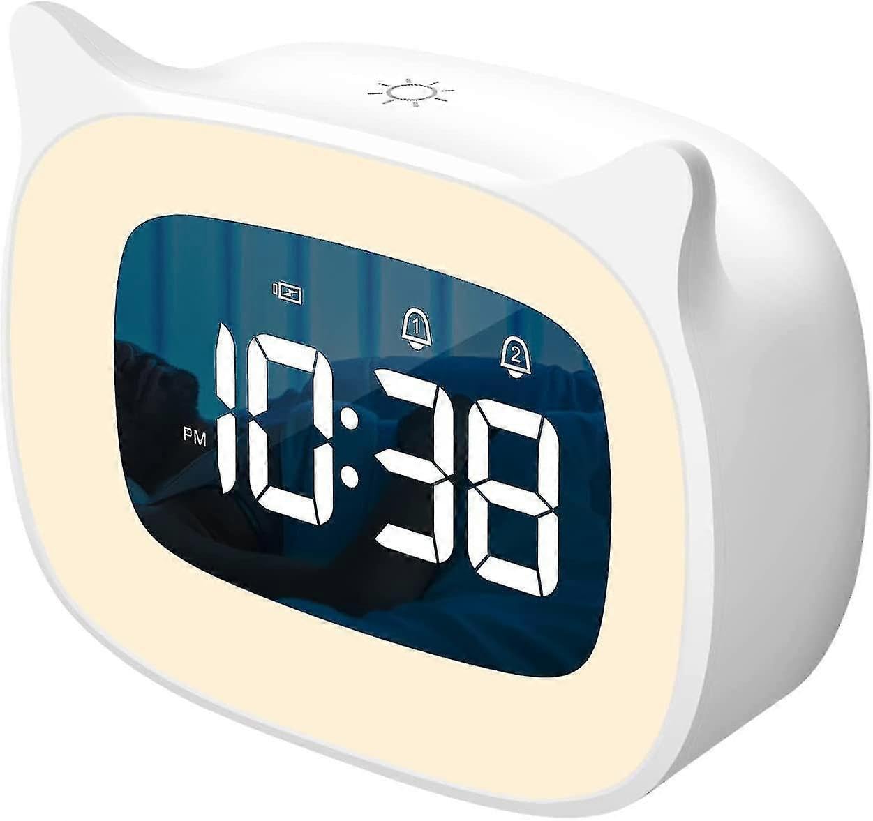 JOYHAPPST Kids Alarm Clock With Night Light, Stepless Dimming, Cute Cat Ears Digital Clock For Boys And Girls Multi-color Optional