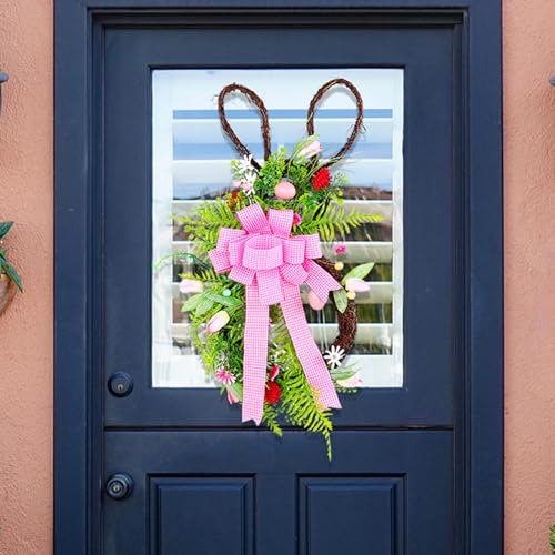 Couronne de lapin de printemps pour porte d'entrée et déco de Pâques