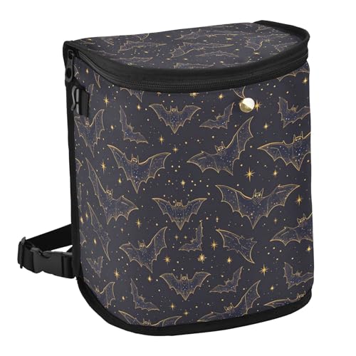 Image of MNSRUU Car Trash Can with Lid, Bats Stars Car Trash Bag Hanging Organizers and Storage for Front Back Seat, Leak-Proof Trash Bin