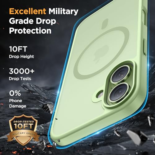 Image of Miracase Magnetic for iPhone 17 Case (Compatible with MagSafe) with Screen Protector Military-Grade Protection, Anti-Fingerprint Translucent Matte Phone Cover for iPhone 17 6.3 inch, Matcha Green