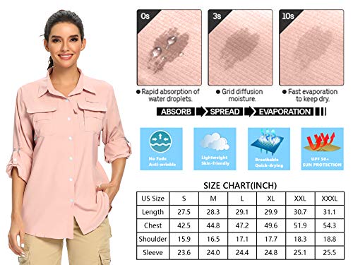 Jessie Kidden Women's Upf 50+ Uv Sun Protection Safari Shirt, Long Sleeve Outdoor Cool Quick Dry Fishing Hiking Gardening Shirts (5055 Pink Xl) #TOP5