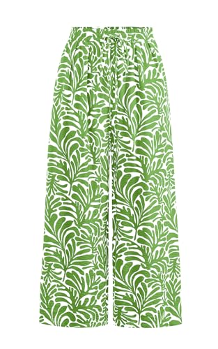 Image of PRETTYGARDEN Womens Pants Elastic Waist Floral Lightweight Palazzo Pants for Women Casual Lounge Wide Leg Pants Woman