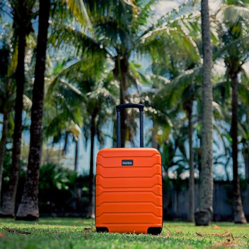Image of InUSA TREND Luggage with Spinner Wheels | Durable Lightweight Hardshell Suitcase, Travel bag with Handle and Trolley, 20-Inch Carry On Small Luggage | Orange