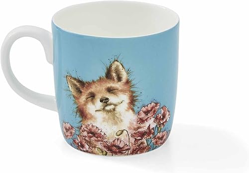 Miniatura 3 de Royal Worcester Wrendale Designs Poppy Field - Taza de café grande de 14 onzas con diseño de zorro, hecha de porcelana fina, apta para microondas y