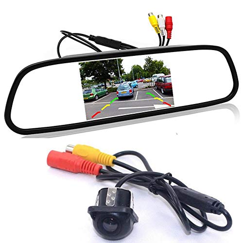 GOFORJUMP Cámara de Respaldo para el automóvil con Sistema de cámara de estacionamiento de la cámara de estacionamiento de cámara de Marcha atrás del Monitor retrovisor TFT LCD de 4.3 '