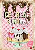 UNBARD Retro Ice Cream Sundae Sign Ice Cream Parlour Sign Ice Cream Bar Party Decoration Ice Cream Party Sign Metal Signs Bar and Grill 8x12 Inch
