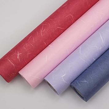 Korean Traditional Mulberry Paper, Colored Hanji Paper Roll, Natural Fiber Texture, Unyong (Blue, 10.4 x 787.4)