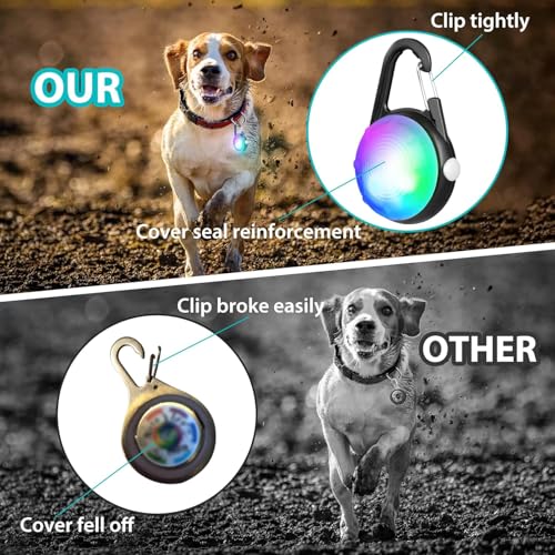 MonHall 2Pack LED Wiederaufladbare Hundehalsband Lichter Clip-On Mit RGB Farbe - Haustier Sicherheits Beleuchtung für Hundegeschirr - Nacht Wandern Camping