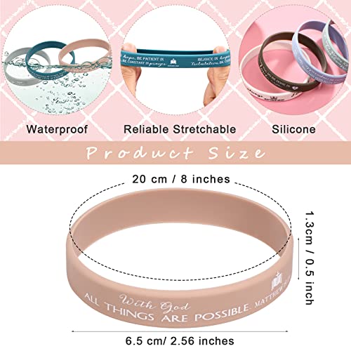 HyDren 120 Pcs Religious Silicone Wristbands Christian Gift Bulk Bible Rubber Bracelets Colorful Inspirational Christian Scripture Bracelets for Women Men VBS Pastor2