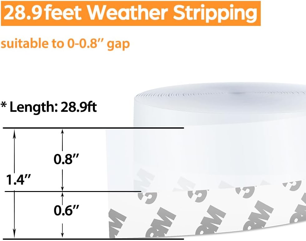 39.4FT Brush Weather Stripping Gray+28.9 Ft Silicone Door Weather Stripping Door Seal Strip 35mm