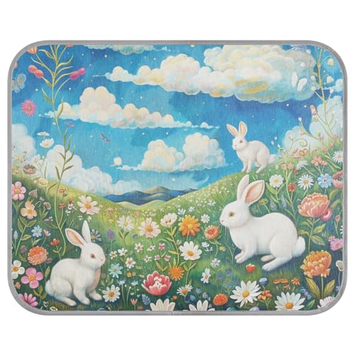 siphylline Easter Cute Grass Bunny Summer Cooling Products Self Cooling Bed for Outdoor Cats for Hamster Outdoors Waterproof Mantas frías para Perros S