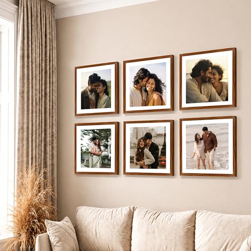 Image of Art Street Premium Photo Frame for living room, Classic Aesthetic Design Photo Frames for Photograph, Art Work, Kids Room Set of 6 (12x12 Inch, Brown)