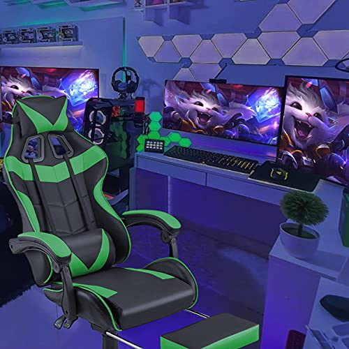 Soontrans-Silla-Gamer-Silla-de-Escritorio-computadora-Oficina-ergonomica-Silla-con-Reposacabeza-Apoyo-y-Cojin-LumbarAltura-Ajustable-con-Ruedaspara-Los-Jugadores-de-PC-Gamer-Verde