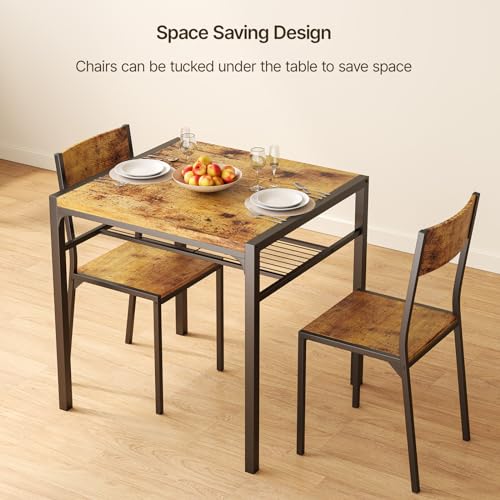 Image of Gizoon Dining Table Set for 2, 3 Piece Kitchen Table with 2 Chairs for Small Space, Apartment, Kitchen, Dining Room, Space-Saving