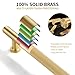 SALISENG-5 Pack Brushed Gold Cabinet Handles, Solid Brass Kitchen Drawer Pulls, 5 Inches Furniture Door Handles for Cupboard Bedroom Wardrobe(Arina)