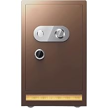 Fireproof Waterproof Safe Security Box Safe Security Box for Home Fireproof Waterproof Large-Capacity Steel Container with Recessed Door Design, Jewelry Cabinet,Brown-70Cm