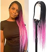 Fecihor 36" Embroidery Full double Lace Front Box Braided Wigs Knotless Cornrow Braids Lace Front...