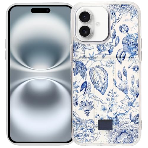 Walli Cases for iPhone 16 Case Aesthetic Wallet Phone Case Card Holder, Securely Holds up to 2 Cards - Cute, Trendy Phone Cover for Women, fits iPhone 16, with Kickstand & Finger Strap