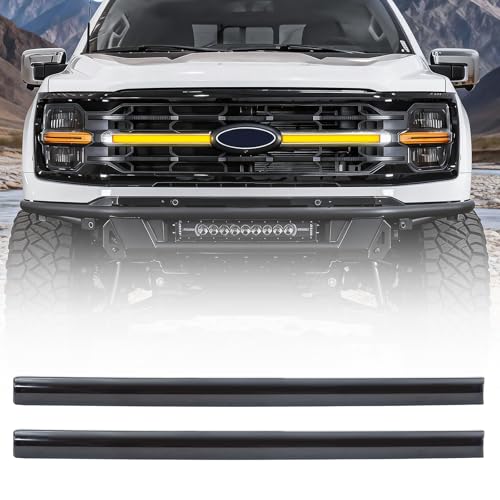 MEGAIE Smoked LED Grille Amber Lights w/Sequential Turn Signal Compatible with 2024+ F150 XLT