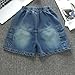 Girls Washed Cargo Jean Shorts Casual Summer Elastic Waist Kids Loose Denim Shorts with Pockets for 4-15 Years
