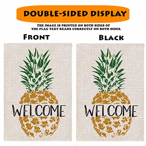 Buyito Pineapple Welcome Garden Flag Double Sided 12.5 X 18 Inch Small Yard Flags Summer Farmhouse Burlap Yard Outdoor Decor #TOP2