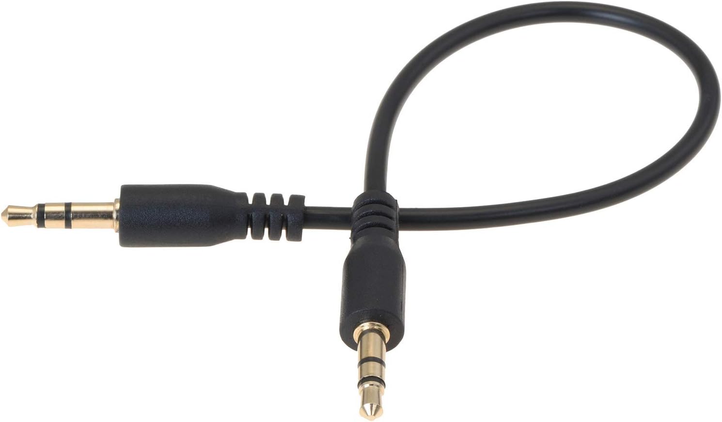 valonic Short Audio Cable - 0.6ft - 3,5mm - AUX Cord for car, TV or Phone - Male to Male - Black