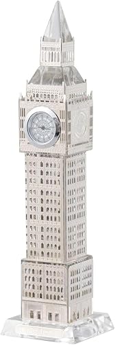 A&B Home Benjamin Reloj de cristal plateado 2"x2"x9"