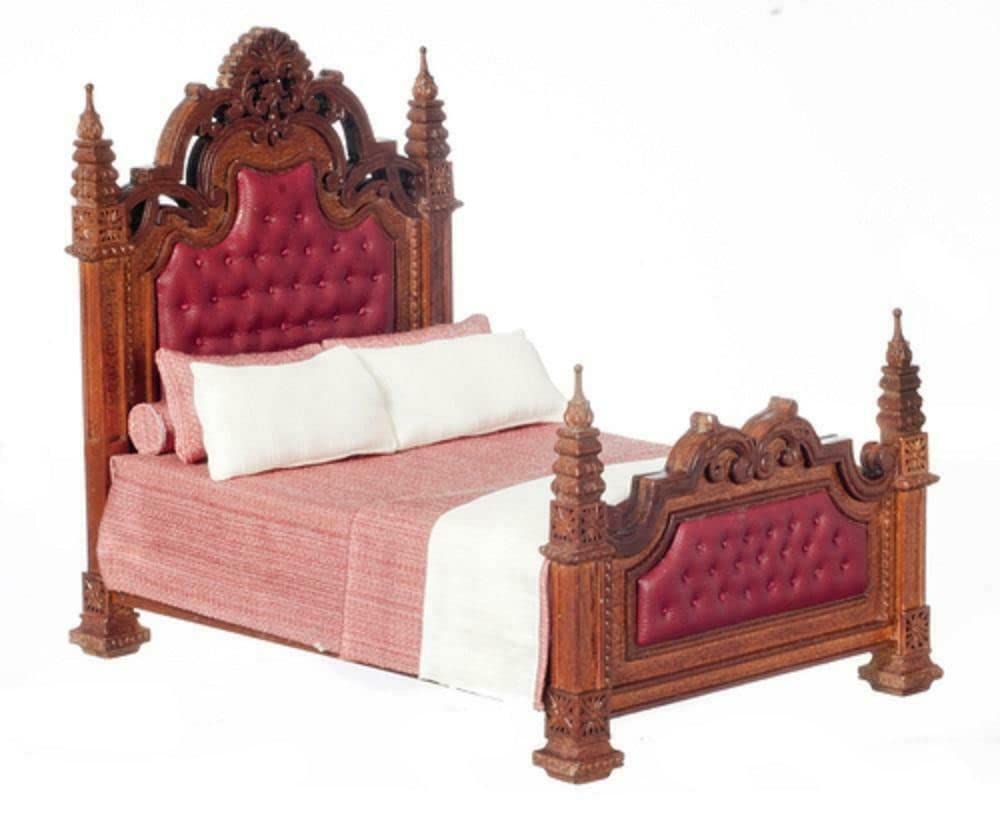 Melody Jane Dolls Houses Casa delle Bambole a Quadretti Rosa Doppio Letto Set 1:12 Accessori Camera da Letto