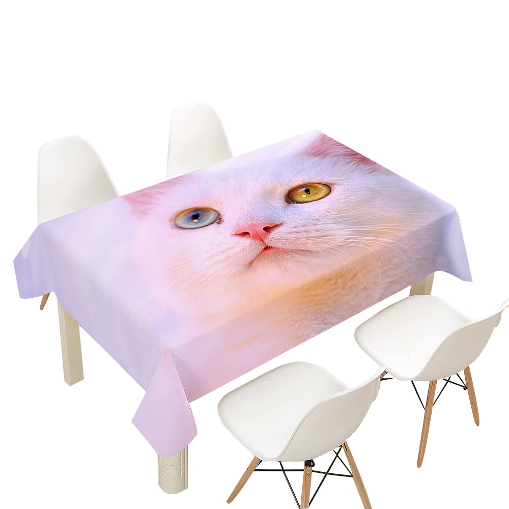 FANSU Tovaglia Idrorepellente 3D Gatto Hawaii - Impermeabile, Lavabile, 90x90 Cm, Per Casa E Giardino