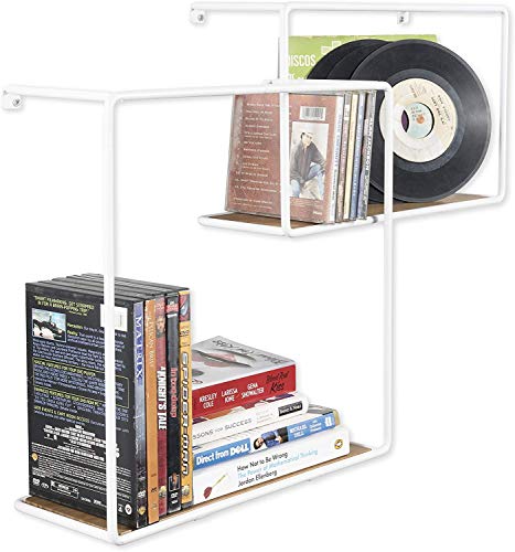 Wall Mounted Rustic Decor Iron And Wood Intersecting Cube Floating Shelves Wood Shadow Boxes Set Of 2 (White) #TOP3