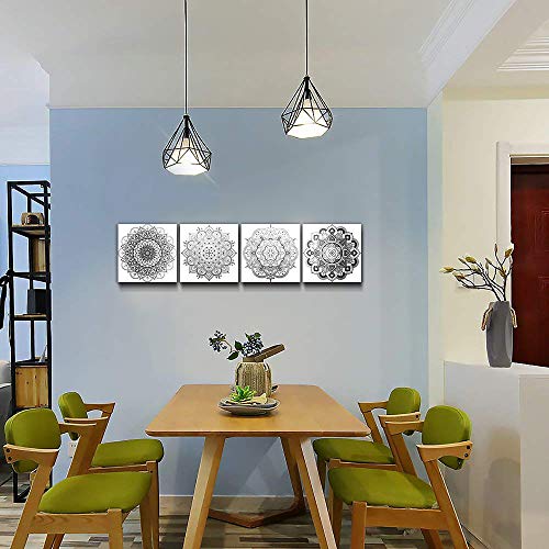 Black And White Art Decorative Pattern Canvas Wall Art For Living Room Bedroom Wall Decor Bathroom Decorations,4 Piece Modern Home Decoration Inspirational Wall Paintings Posters Pictures Artwork #TOP4
