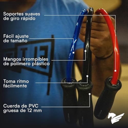 Elite Jumps、ムエタイ2.0重み付き縄跳び - 重量1.5ポンド PVCドラッグロープ(10フィート)。 2枚目