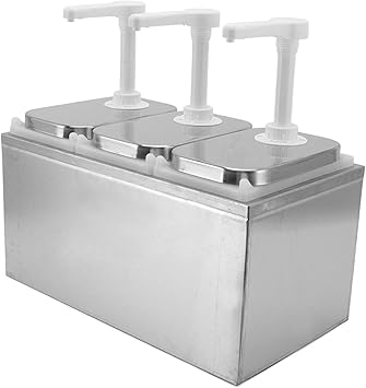 Sauce Dispenser, Stainless Steel Condiment Pump Station, Sauce Dispensing Tool for Kitchen Home 2L Triple Pump