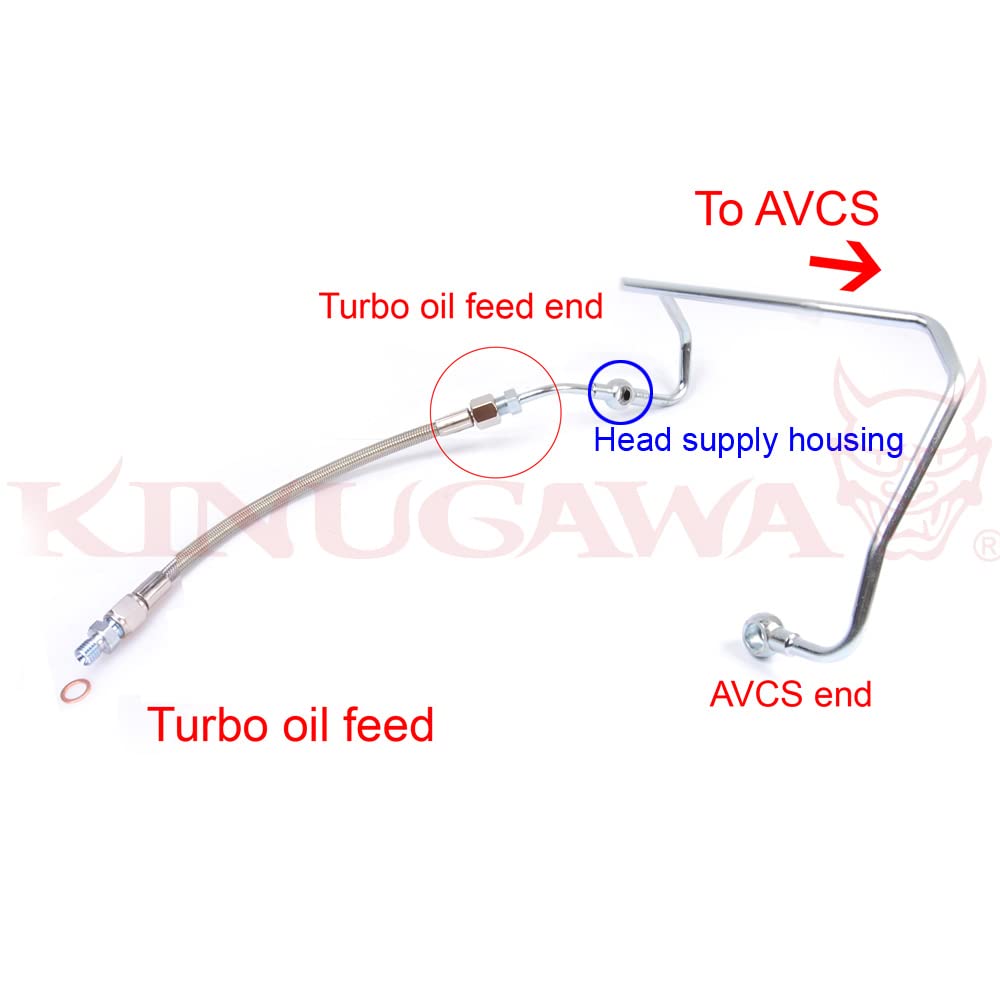 MAMBATEK Turbo Oil Feed Line Kit For Subaru WRX 02-06 / STI 04-14 – IHI VF34 Compatible