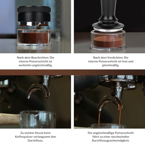 51mm Kaffeetamper Set, Kaffeetamping-Set inkl. 51mm Kaffee-Tamper mit Base, Coffee Leveler Verteiler, Wdt Tool, Kaffee Distributor, Tamping Matte aus rutschfestem Silikon für Espresso Barista-Werkzeug