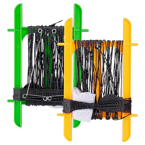 Image of SF Set of 2 Crab Hand Line for Crabbing Colorful Frame with 13M Line, Bait Bag, 0.79oz Weight Block, Crab Fishing Net Line Catch Fish Prawn Crayfish Lobster, Yellow/Green