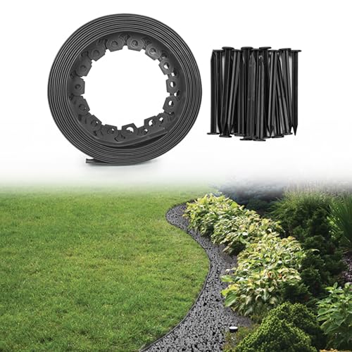 Garden/lawn/path edging,10m length,40mm high complete WITH PEGS in GRAPHITE GRAY,ideal for curves and circles! (1 pack = 10m) - 7