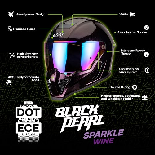 Image of HAX Full Face Motorcycle Helmet for Adult Men and Women, DOT & ECE 22.06 Certified - Powersports Advanced Ventilation Motocross Helmet for Motorbike Street Bike