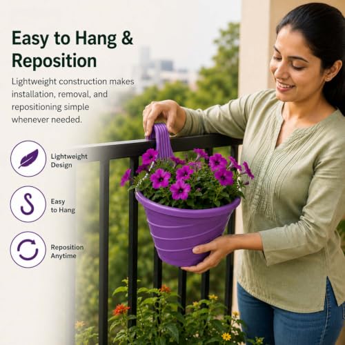 Image of Amazon Brand - Umi Hanging Planter Pots for Railing Pack of 15