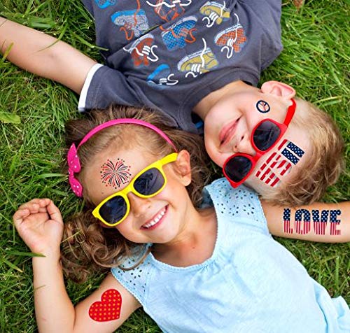 Terra Tattoos Fourth Of July Temporary Tattoo Set, 75 Red White Blue & Metallic Designs For Labor Day Memorial Day Independence Day Usa Party, American Flag Stars Peace Love & More 4Th Of July #TOP2