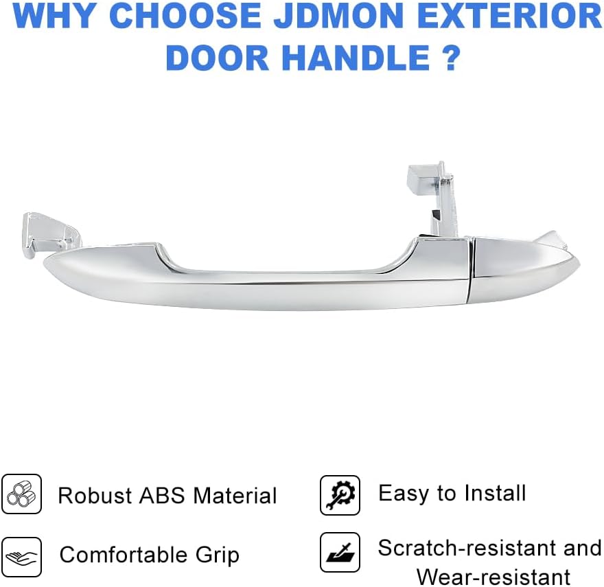 JDMON Exterior Chrome Door Handle Replacement for Kia Rio Sedan 2012 2013 2014 2015 2016 2017 Replacement for 82652-1W030 826521W030 Front Passenger or Rear Driver or Passenger Outer Outside Handle