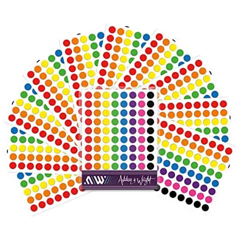 Ashton and Wright - 880 Easy Peel Colour Coding Labels - 8mm Dot Stickers - Bright Cover