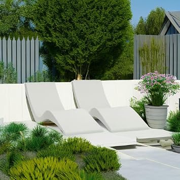Aqua Outdoors Luxury in-Pool Chaise Lounge Chairs, 2-Pack for Tanning Ledge & Sun Shelf, Fits 9 Inch Water Depth, Heavy-Duty LDPE Water-Weighted Pool Loungers, UV-Resistant, White Granite.